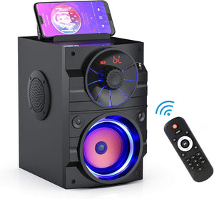 Portable Big Bluetooth Speakers with Light, Wireless with Subwoofer, FM Radio, LED Lights, EQ, Booming Bass, Bluetooth 4.2 Stereo Loud Outdoor/Indoor Retro