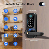 Smart Door Lock with Handle, Fingerprint Door Lock, Electronic Keypad Smart Deadbolt Lock - Biometric Smart Digital Door Lock with Code, Smart Lock for Front Door Home, Rental, Office