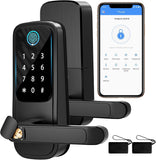 Smart Door Lock with Handle, Fingerprint Door Lock, Electronic Keypad Smart Deadbolt Lock - Biometric Smart Digital Door Lock with Code, Smart Lock for Front Door Home, Rental, Office