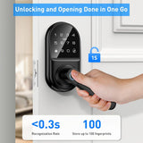 Smart keypad Door Lock with Handle，Fingerprint Keyless Entry Digital Lock with Built-in doorbell for Front Door,Bedroom,biometric Door knob,with Gateway Remote APP Control