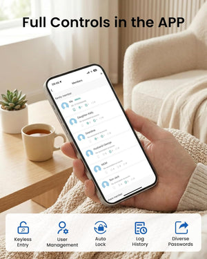Smart Lock, Fingerprint Keyless Entry Door Lock App Control, Electronic Touchscreen Keypad, Auto Locking, IP54 Waterproof, Easy Install Digital Deadbolt for Front Door