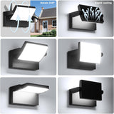 Outdoor Wall Sconces 350 ° Adjustable Black Wall Lights 6000K Modern Security Commercial Exterior Wall Mount Fixture Waterproof 1 Pack