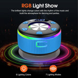 Bluetooth Shower Speaker, Portable Bluetooth 5.3 Speakers Wireless with Time Display, IP7 Waterproof Speakers with RGB Light, Suction Cup, Mini Stereo Speaker