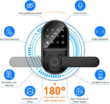 Smart keypad Door Lock with Handle，Fingerprint Keyless Entry Digital Lock with Built-in doorbell for Front Door,Bedroom,biometric Door knob,with Gateway Remote APP Control