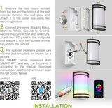 10 Inch Smart RGBW LED Outdoor & Indoor Wall Mount Light Fixture - Black RGB Wall Sconce Exterior Lighting - 120-277V 15W 2700-6500K Dimmable, Remote Control, Alexa - Front Door, Patio ETL