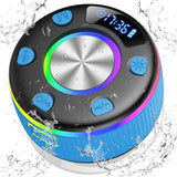 Bluetooth Shower Speaker, Portable Bluetooth 5.3 Speakers Wireless with Time Display, IP7 Waterproof Speakers with RGB Light, Suction Cup, Mini Stereo Speaker