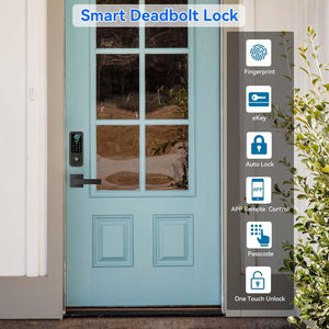 Keyless Entry Door Lock with Handle Set,Smart Front Door Lock with Keypad Set,Keyless Entry Digital Deadbolt,Smart Deadbolt with Auto Lock,App Control, Matte Black