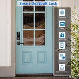 Keyless Entry Door Lock with Handle Set,Smart Front Door Lock with Keypad Set,Keyless Entry Digital Deadbolt,Smart Deadbolt with Auto Lock,App Control, Matte Black